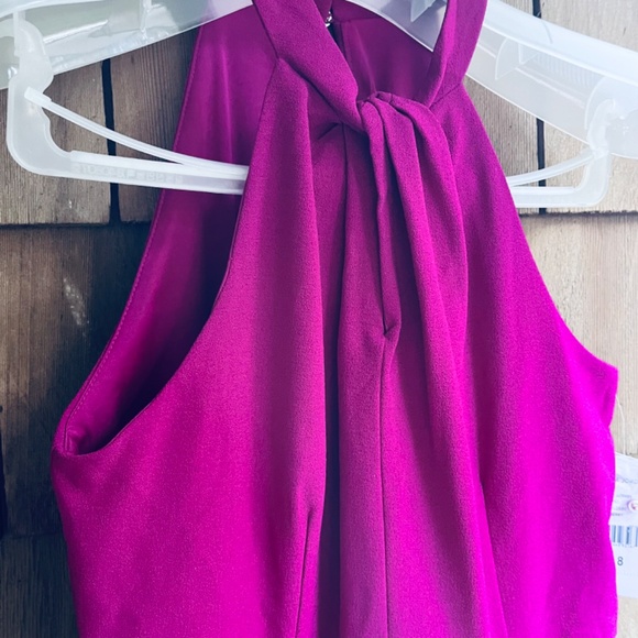 Julia Jordan Womens Knot-Neck Midi Tulip-Hem Halter Fuchsia Dress Size 8 - Picture 8 of 17